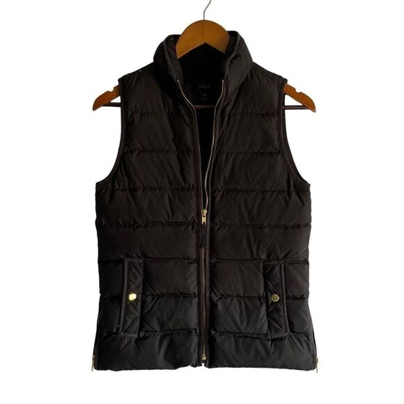 Women's J. Crew Black Puffer Vest with Gold Hardware - Picture 1 of 6